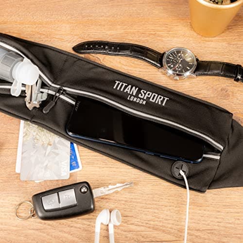 TITAN SPORT Running Belt Waist Bag Phone Holder with Ultra Slim Water Bottle (190ml), Adjustable Sports Water Resistant Band with Two Pockets Fits Smartphones up to 7", Ideal for Men & Women’s Fitness — view 6