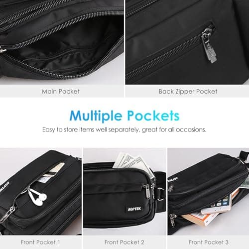 AGPTEK Bum Bag, Large Capacity RFID Waist Bag for Men Women Ladies Black, L — view 5