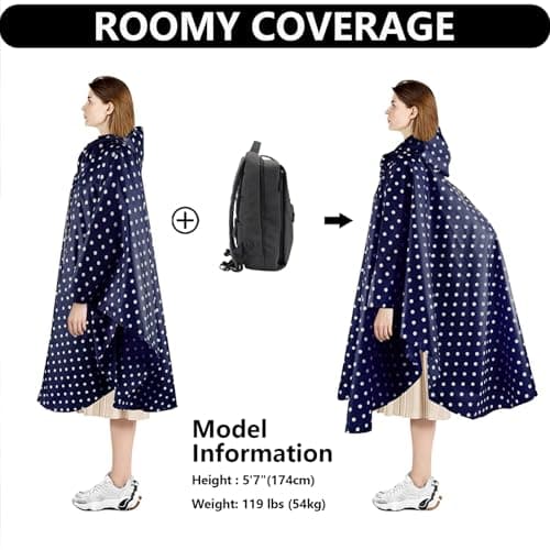 SIRMEDAL Waterproof Rain Poncho Hooded Raincoat Outdoor Cape — view 6