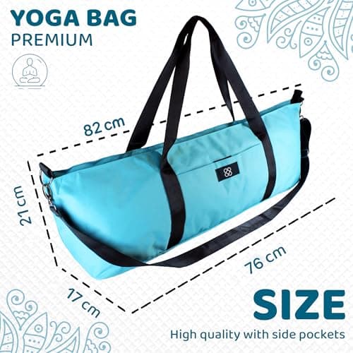 DOJA Barcelona Yoga Mat Bag Large XXL Durable - Turquoise Blue - Yoga Gym Bag and Pilates Bag with Integrated Pockets, Spacious Interior, Carry Handles and Adjustable Shoulder Strap for Easy Transport — view 6