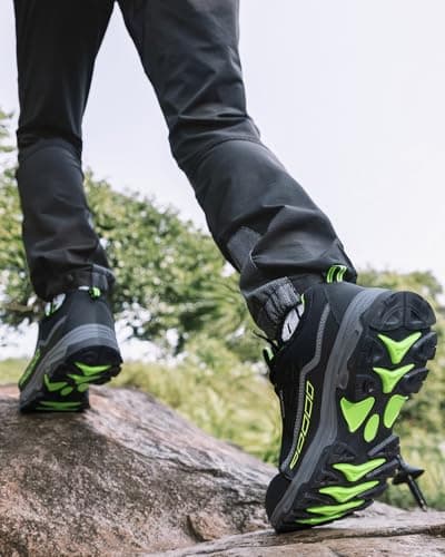 LANGDU Mens Hiking Shoes Womens Outdoor Trekking Lightweight Trainers Comfortable Sneaker Shoes 4.5-11 UK(9UK,Black-Green 30) — view 3