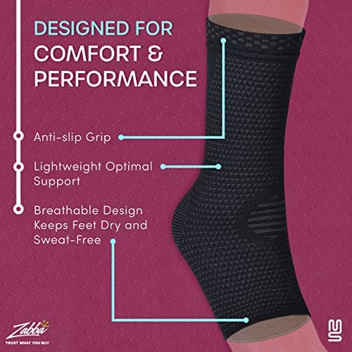 Modetro Sports Ankle Brace 2 Pack, Ankle Support for Ligament Damage, Compression Support Sleeve Socks w/Strap, Achilles Tendonitis Support, Black Plantar Fasciitis Foot Support for Men, Women — view 2