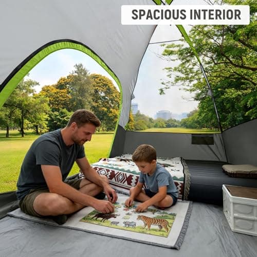 CAMPROS CP Large Family Tent for 6 People, Spacious Waterproof Camping Tent with 182 cm Standing Height, Easy Setup Dome Tent with Separate Living Space & Mesh Ventilation for Family Camping Holiday — view 3