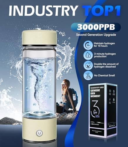 2026 NO.1 Upgraded Hydroh Hydrogen Water Bottle Uk【48h H₂ Power – Zero Perm】Hydro Water Bottle【3000PPB H₂ – 3x w/SPE/PEM】100% Leakproof NCE Nano Electrolysis【Beige】 — view 2