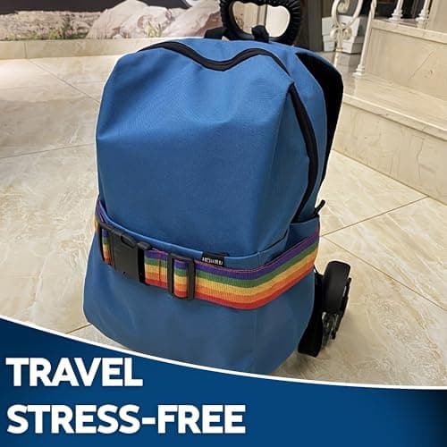 2 Pack Adjustable Heavy Duty Luggage Straps – Durable Suitcase Belts with Quick Release Buckles – Travel Packing Straps for Holiday, Airport, Backpacks & Bags – Rainbow Colour — view 4