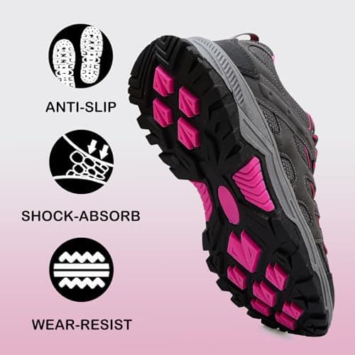 Unitysow Hiking Boots Men’s Women’s Walking Shoes Trainers Low Rise Trekking Climbing Shoes Outdoor Backpacking Camping Sneaker,Rose Red,6 UK — view 4