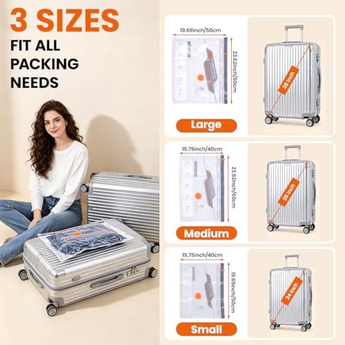 Vacuum Storage Bags With USB & TYPE C Pump, Suitcase Travel Compression Bags, 12 Pack Space Saver Bags For Luggage & Suitcase, Space Saver For Clothes & Travel — view 5