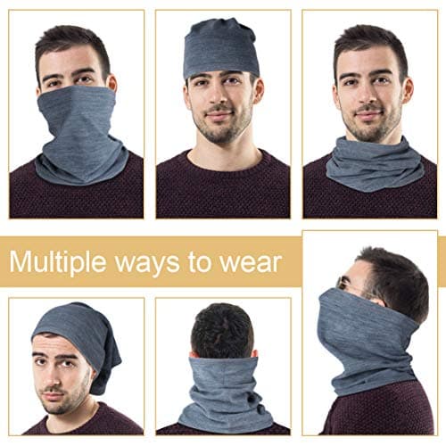 Winter Neck Warmer Fleece Windproof Neck Gaiter Snood for Men Women Cold Weather Face Scarf Headwear for Skiing Running Cycling — view 5