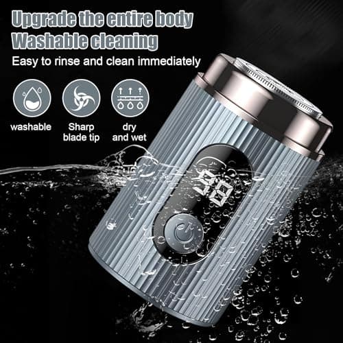 Homirty Mini Shavers for Men Electric Razor, Waterproof Shaving Machines, Mini Portable Electric Shaver, USB Rechargeable Waterproof Shaver with LED Display, Pocket Size Beard Trimmer for Home Car — view 3