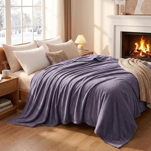 Aisbo Lavender Throws Blanket for Sofas - Bed Throw King Size Fluffy Purple Blanket Fleece, Warm Soft Flannel Blanket for Couch, 200x240cm — view 4