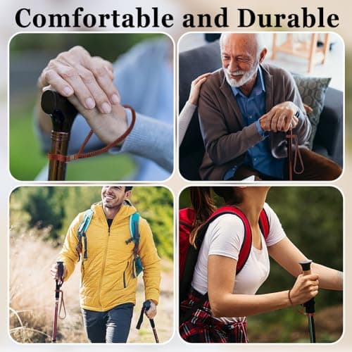 HOBBIESAY 2Pcs Brown Hand Wrist Strap Lanyard Nylon Stretchable Elastic Portable Cane Ropes Walking Stick Wrist Straps for Elderly Crutches Outdoor Hiking Walking Rehab Mobility Use — view 5