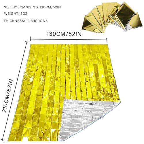 MIXIAO Emergency Foil Blanket (Pack of 15), Survival Thermal Blankets Perfect for Outdoors, Hiking, Survival, Marathons or First Aid (Gold Pack of 15) — view 4