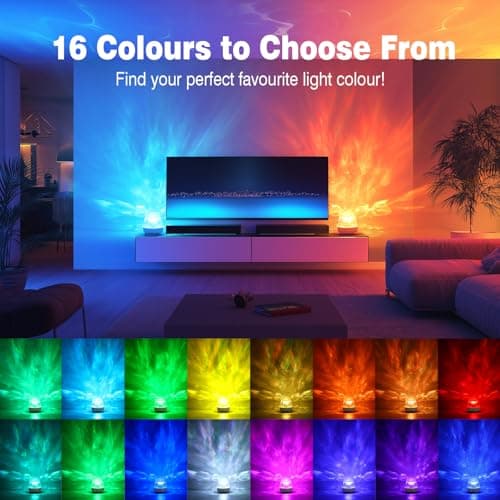 Wixwarmi Galaxy Projector Night Light, 16 Colors Brightness Dimmable Rechargeable Ocean Lights Projectors, Sensory Lights with Remote Control, Ocean Wave Projector for Bedroom/Party/Game Room — view 2