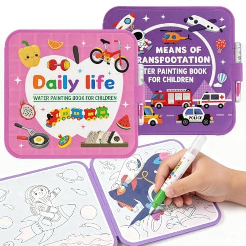 cabaro 2 Pack Mess Free Water Colouring Books for Toddler Age 3+, EVA