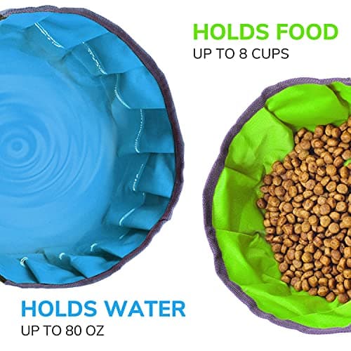 LumoLeaf Collapsible Dog Travel Bowls, 2 Packs Large 68oz/80oz Lightweight Foldable, Water & Food Bowls for Pets Dogs & Cats with Zipper (8+10 Cups) — view 3