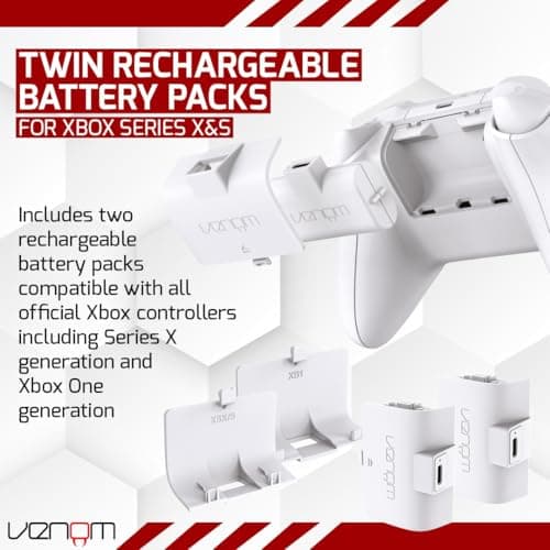 Venom Rechargeable Battery Twin Pack - White (Xbox Series X & S/Xbox One) — view 3
