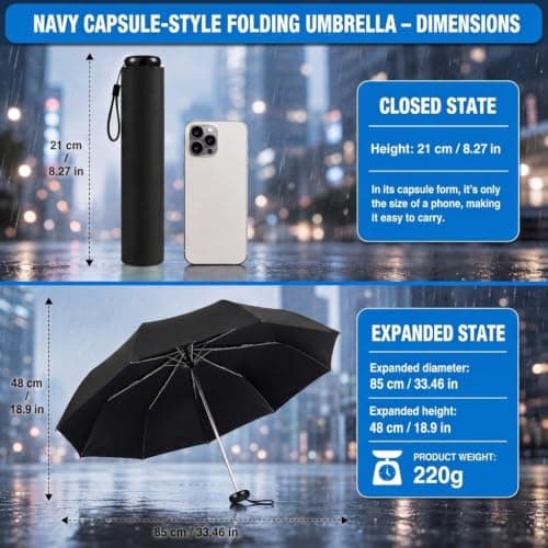 Mini Pencil Umbrella UPF 50+ Compact Pocket Parasol for Sun & Light Rain — view 2