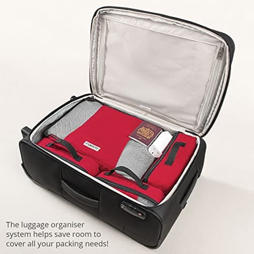 Savisto Packing Cubes 6 Piece Set, Durable & Lightweight Travel Essentials for Suitcases - Includes 1 XL, 2 L, 2 M, 1 S - Available in 8 Stylish Colours - Red — view 3