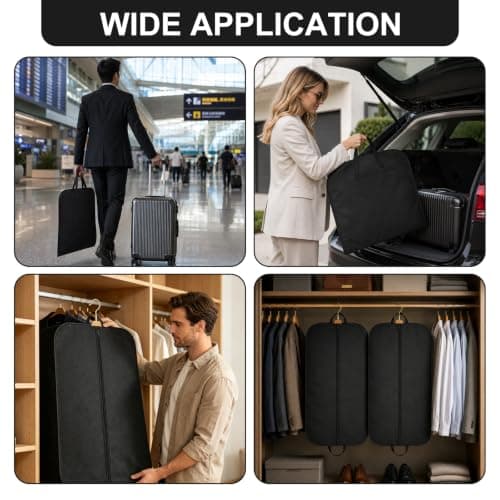 2 Pack Suit Bags, Suit Carriers for Men with Handles, 60x100CM, Black — view 3