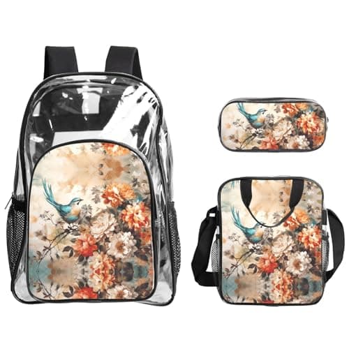 WZYCWB hummingbird Patterned backpack set (lunch bag and pencil case) | Perfect for school, work, business trips, and travel.