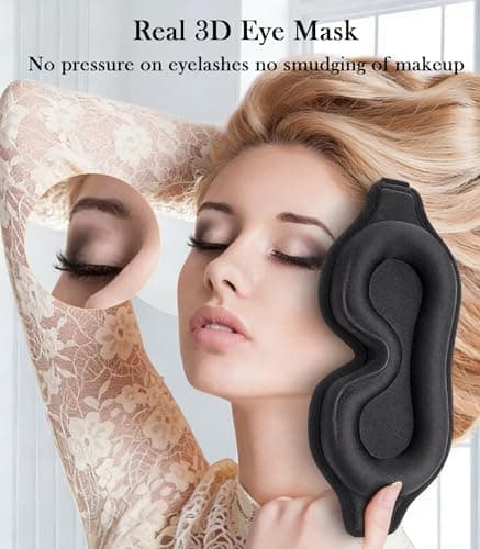 100% Blackout Sleep Mask for Women & Men, Zero Pressure 3D Contoured Eye Mask for Sleeping with Adjustable Strap for Side Sleepers,Ultra Soft Lycra Blindfold for Travel & Sleep&Nap,Black — view 4