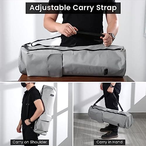 TJC Portable Yoga Mat Bag with Storage Pockets and Adjustable Shoulder Strap Yoga Mat Carry Luggage Bag Made of 100% Polyester Durable Lightweight Side Washable Travel Size 70x20x1 Cm - Black — view 4