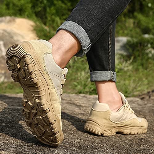 LZQpearl Men's Trekking & Hiking Shoes, Outdoor Walking Shoes for All-season, Lightweight Low Top Sports Shoes, Climbing, Travelling, Fishing Camping, Running (Beige,46 (UK 9.5)) — view 6