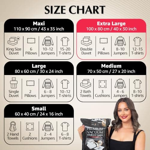GENIE SPACE Premium Vacuum Storage Bags, Size XL 2 Pack, 100x80 cm — view 5