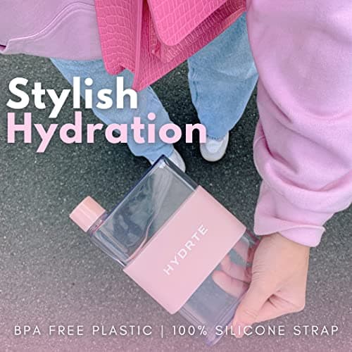 Hydrte Clear Water Bottle – 350ml Professional Cute Water Bottle for Travel, Slim, Lightweight & BPA-Free for Travel & Everyday Hydration (Champagne Pink) — view 5