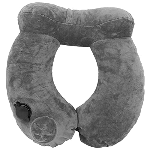 GETKIVA Inflatable Travel Neck Pillow U Shaped 4 Pack 32 x 30 x 10 cm One Press Auto Inflate Portable Neck Support (Grey) — view 4