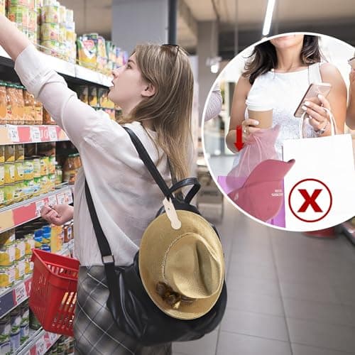 HKNR Magnetic Hat Clip for Travel, Strong Silicone Hat Holder for Bag Backpack Luggage, Hands Free Travel Accessories for Women & Men, Secure Grip for Sun Hats & Caps - 2 Pcs Beige — view 5