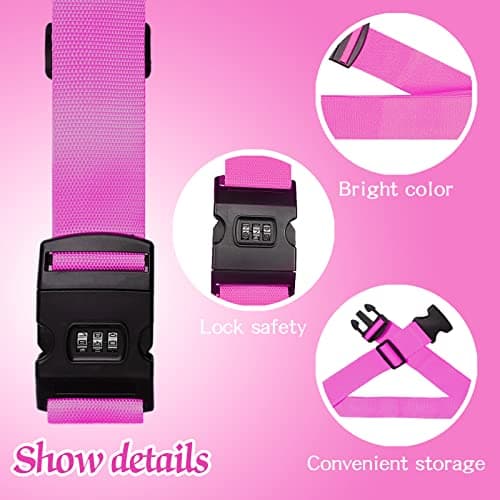 4pcs Luggage Straps with Coded Lock, Adjustable Travel Packing Accessories Non-Slip Suitcase Belts Packing Belt, Safely Closing Suitcase Straps Belts for Mark Luggage(1.97 in*78.74 in) — view 3