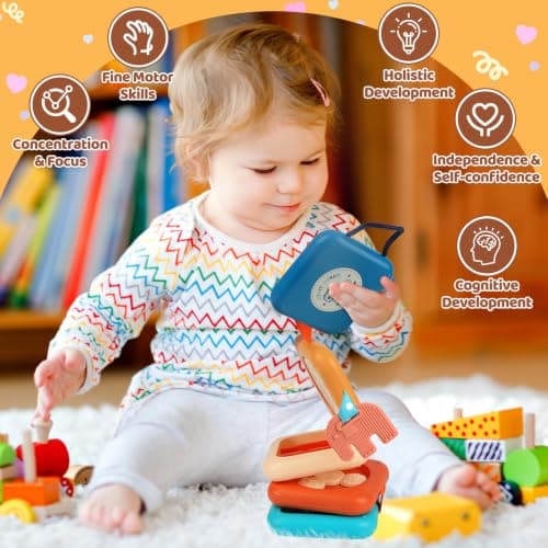 ZCOINS Foldable 5-Panel Activity Busy Cube for Toddlers 18M+, Home & Travel Montessori Sensory Busy Board with Fine Motor Activities, Independent Play Baby Toy Airplane Essentials & Learning Gift — view 4