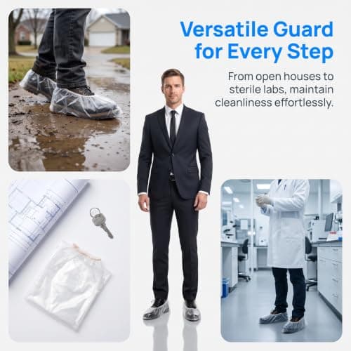 15 Pairs Reusable Waterproof Shoe Covers, Thick Non-Slip Clear Overshoes — view 3