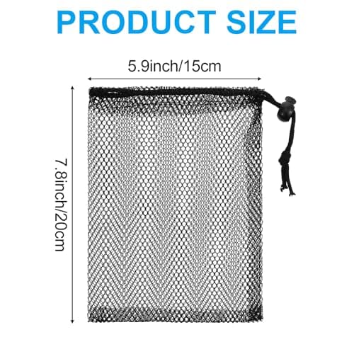 Sibba 6 PCS Small Mesh Bags with Drawstring 20x15 cm Black & White — view 2