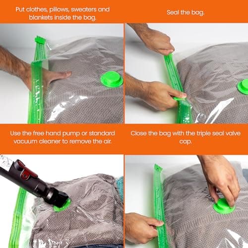 Sir Stores'alot Space Saver Vacuum Storage Bags - 9-Pack Lightweight & Reusable Air Tight Bags for Clothes & Beddings - 3 Jumbo, 3 Medium, 3 Large — view 4