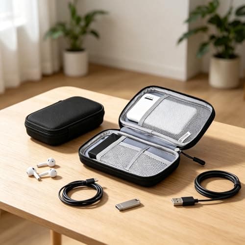BOFYTR Small Pouch, Travel Essentials Tech Organizer, Compact Electronics Storage Bag with Multiple Compartments, Black Single-Layer Design for Daily Commute and Business Trips — view 3