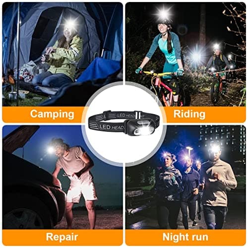 flintronic LED Head Torch, 2 Pack USB Rechargeable Headlamp, IPX6 Waterproof Headlight Flashlight, Ultra-Light Super Bright 160 Lumens LED Head Torch with Motion Sensor and Red Light Modes — view 5