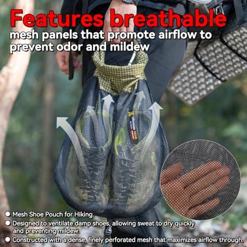 HIKEMAN Pocket for Backpack - Waterproof Mesh Shoe Bag for Backpack,Ultralight Hiking Boot Bag,Walking Boot Bag,Shoe Storage Pouch,Shoes Carrier for Outdoor Hiking,Trekking,and Travel Boots(L) — view 3