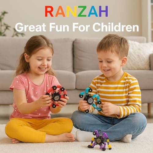 Ranzah Sensory Fidget Hand Spinner ADHD Stress Relief Transformable Robot Fingertip Fun Creative Travel Toy for Kids Teens Adults Mechanical Gyro Birthday Gift (Blue) — view 4