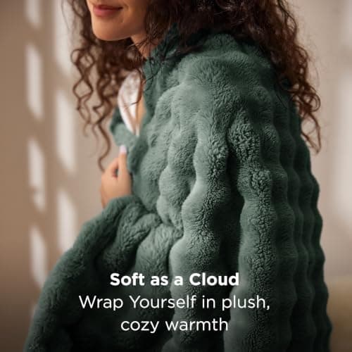 Bedsure Bubble Fleece Throw Blanket - Lightweight, Sage Green, 150x200cm — view 2