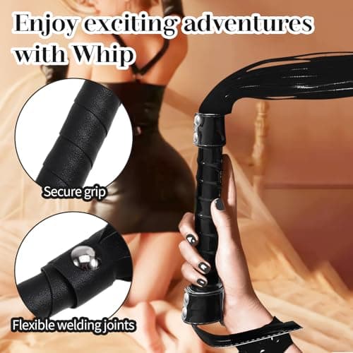 DHFUCNKO 3 Pcs Silk Satin Blindfold and Leather Riding Crop — view 2