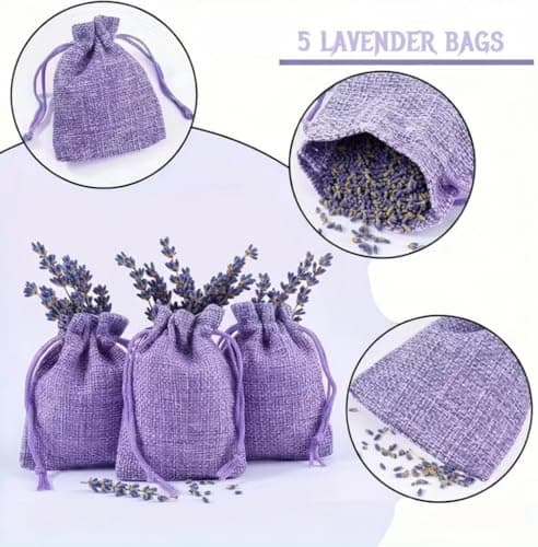 3drom 5 Lilac Hessian Bags filled with Natural Organic French Provence Lavender 7x9 Sized Sachets — view 3