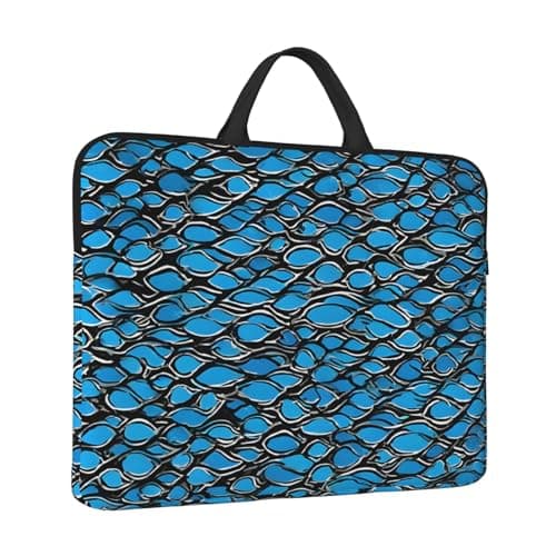 Silver Fish Scale Print 14in Laptop Case With Thick Pearl Cotton Padding For Daily Travel, Business Trips, And Commuting, Black, One Size — view 2