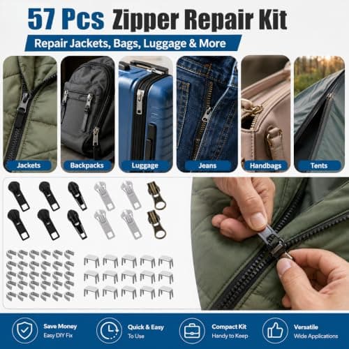 Luxiremi 57 Pcs Zip Repair Kit, Zip Replacement Pulls — view 3