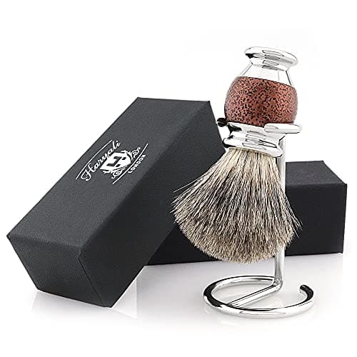 Haryali London Shaving Brush - Black Badger Shaving Brush - Elegant and Antique Design - Badger Hair Shaving Brush - with Antique Maroon Color - A Perfect Match to Your Shaving Kit, Antique Texture