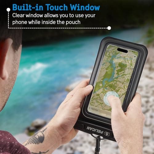Pelican Marine - IP68 Waterproof Phone Pouch/Case (Regular Size) - Floating Waterproof Phone Case - iPhone 14 Pro Max/ 13 Pro Max/ 12 Pro Max/ 11/ S22 Ultra/Pixel 7 - Detachable Lanyard - Black — view 3