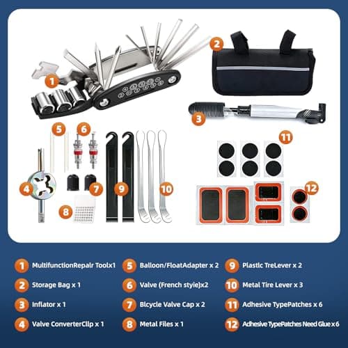 24Pcs Bike Tool Kit, Multifunction Bike Tools & Equipment, Puncture Repair Tools for Road & Mountain Bikes, Cycling Gifts — view 2