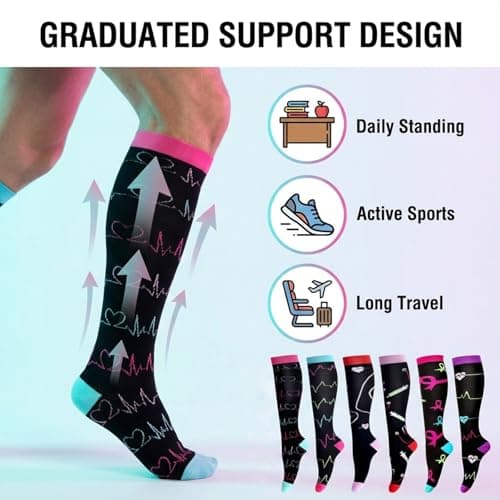 LEOSTEP Compression Socks 6 Pairs for Women Men, 20-30mmHg Support — view 3