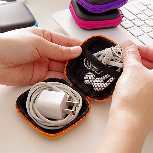 6 Pcs Earphone Cases Portable Earphone Storage Bag Mini Square Earphones Carrying Case for Mini Wired Headset USB Cable — view 2